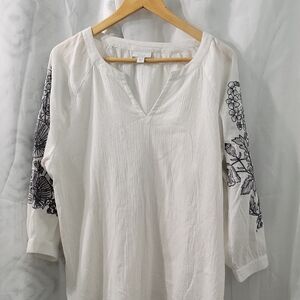 Purejill White Embroidered Women's Top SizeM